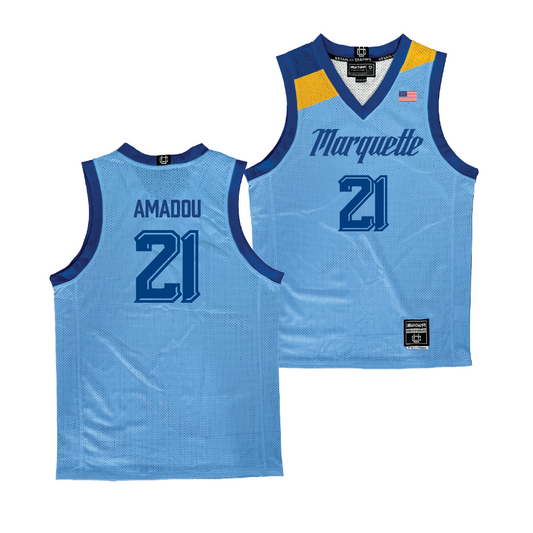 Championship Blue Marquette Men's Basketball Jersey - Alassane Amadou