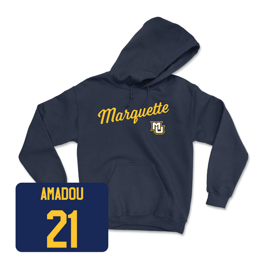 Navy Men's Basketball Script Hoodie - Alassane Amadou