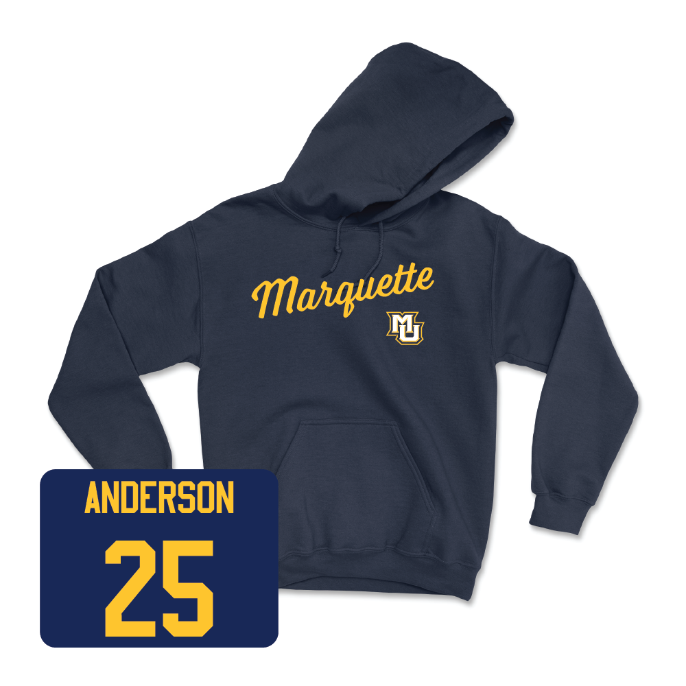 Navy Men's Basketball Script Hoodie  - Jack Anderson