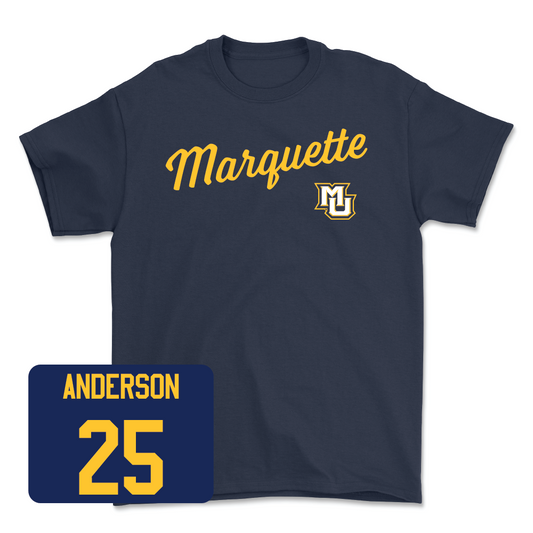 Navy Men's Basketball Script Tee  - Jack Anderson