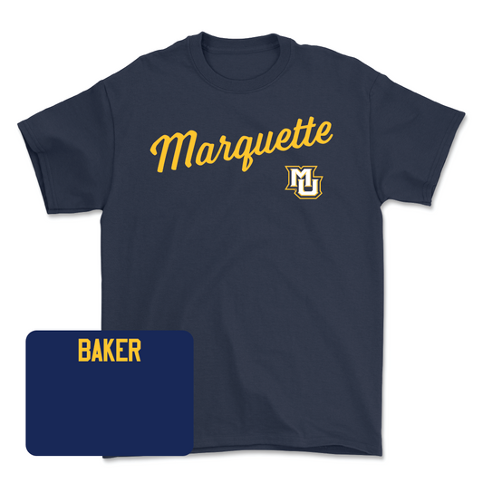 Navy Track & Field Script Tee  - Sanai Baker