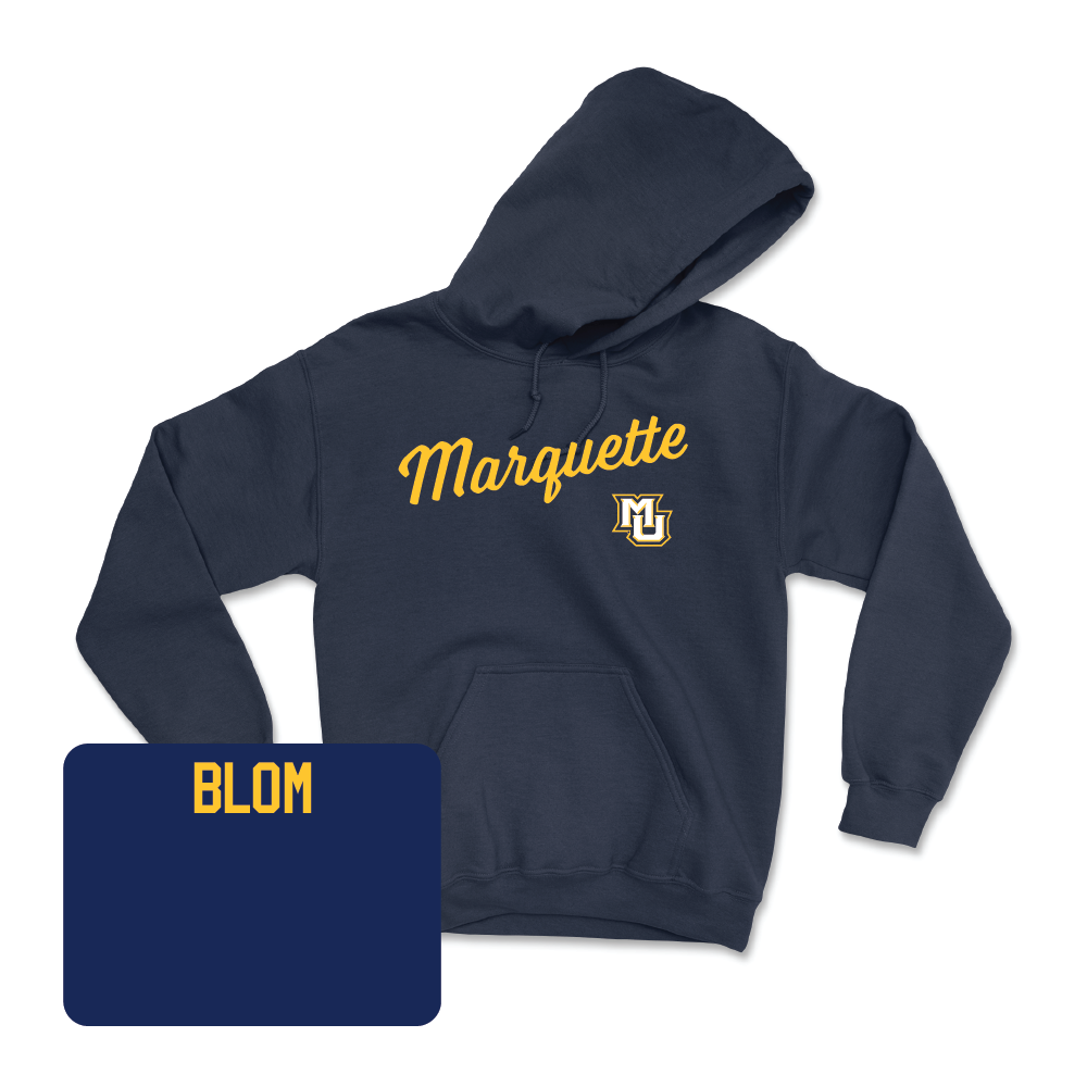 Navy Track & Field Script Hoodie  - Ian Blom