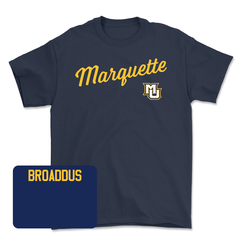 Navy Track & Field Script Tee  - Allyson Broaddus