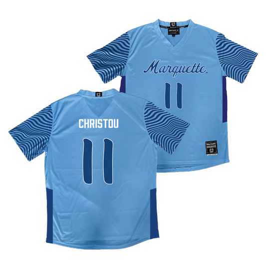 Navy Marquette Men's Soccer Jersey  - Andreas Christou