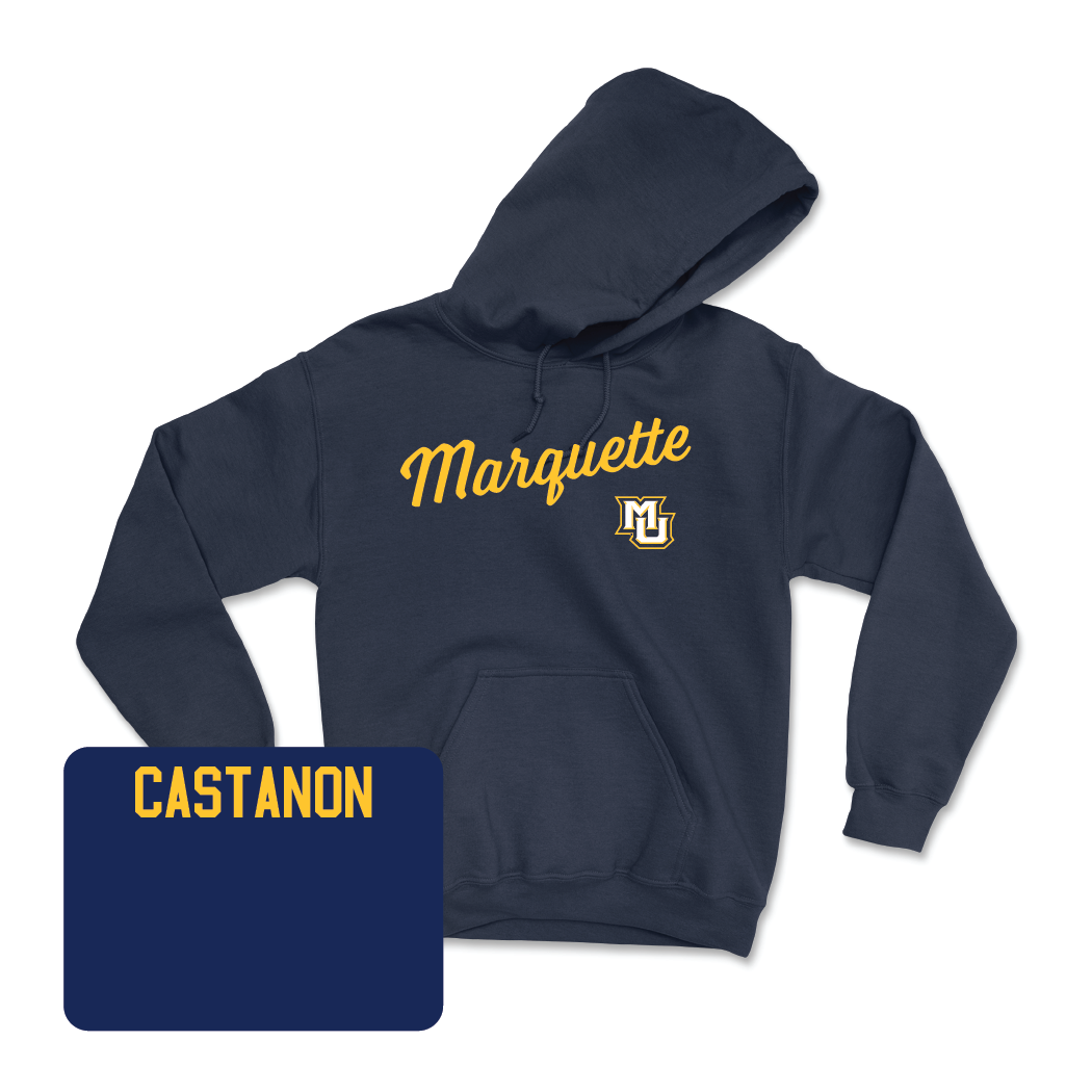 Navy Track & Field Script Hoodie - Pedro Castanon