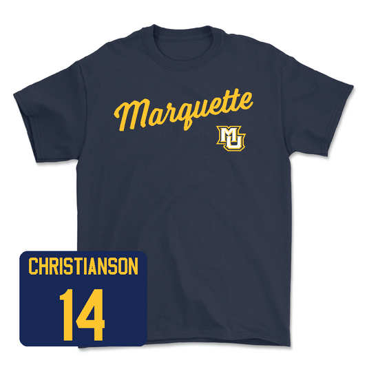 Navy Women's Soccer Script Tee - Haley Christianson