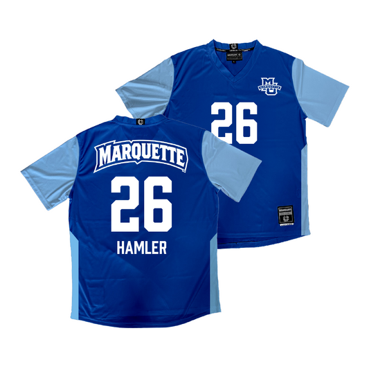 Navy Marquette Men's Soccer Jersey  - Clayton Hamler | #26