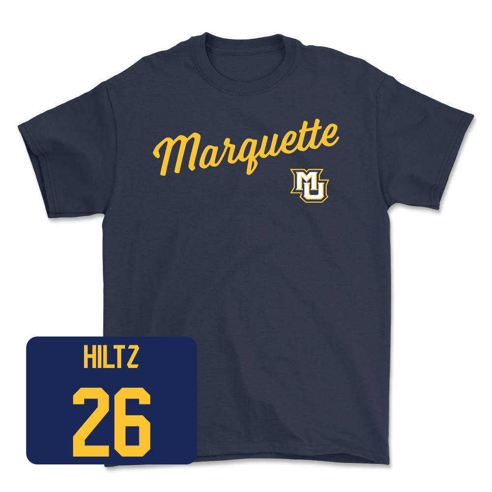 Navy Men's Lacrosse Script Tee  - Hayden Hiltz