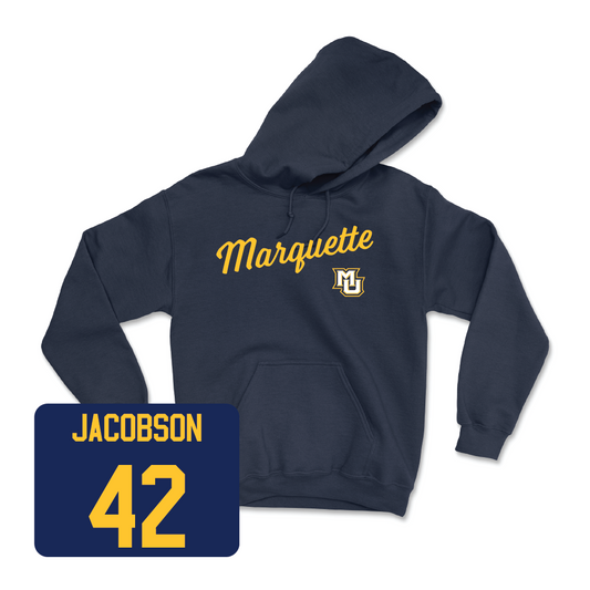 Navy Men's Basketball Script Hoodie  - Luke Jacobson