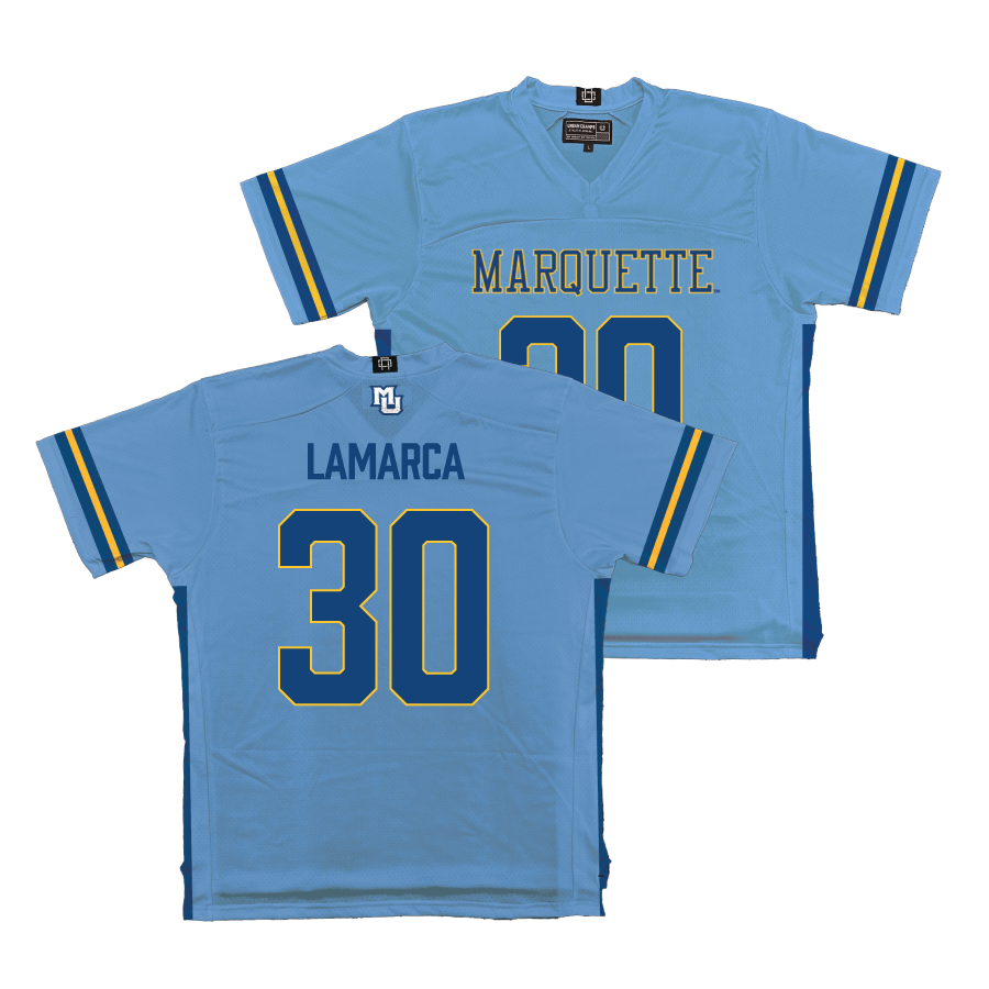 Championship Blue Marquette Men's Lacrosse Jersey - David Lamarca