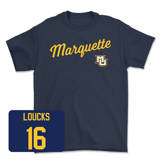 Navy Women's Soccer Script Tee - Madelyn Loucks