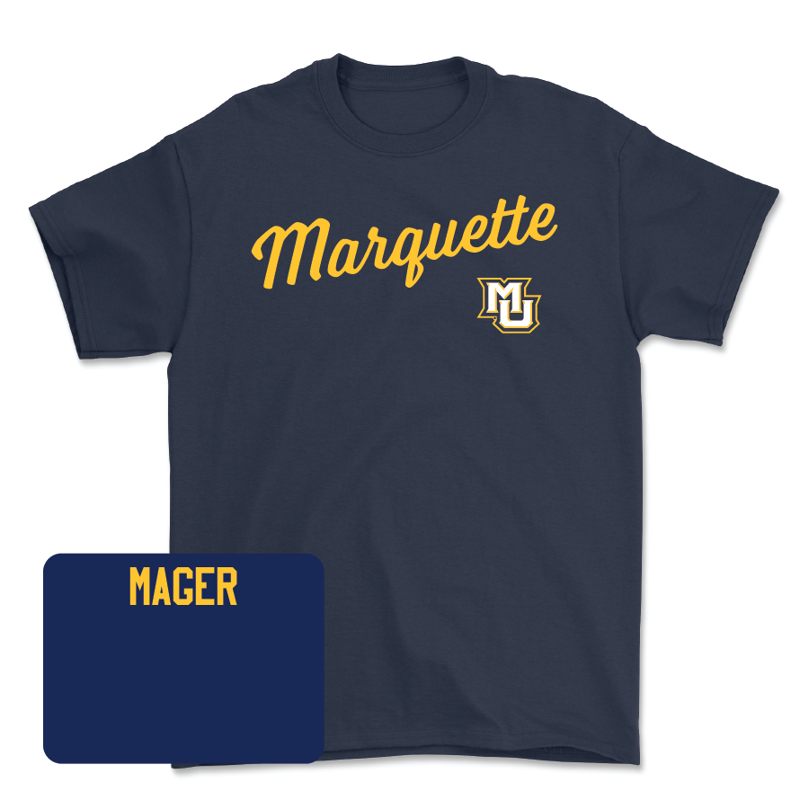 Navy Track & Field Script Tee  - Grace Mager