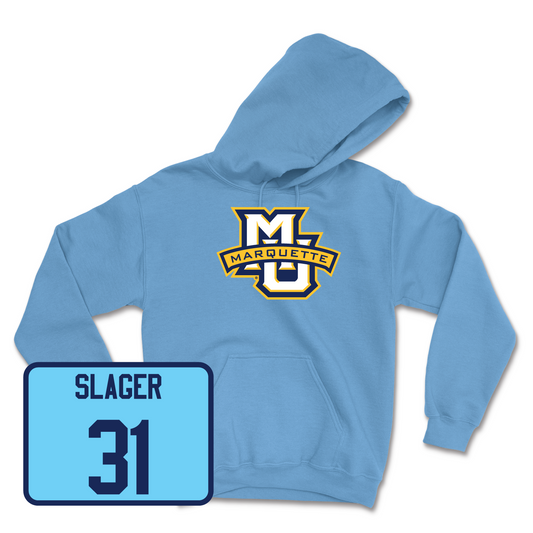 Championship Blue Men's Lacrosse Marquette Hoodie Youth Small / Adam Slager | #31