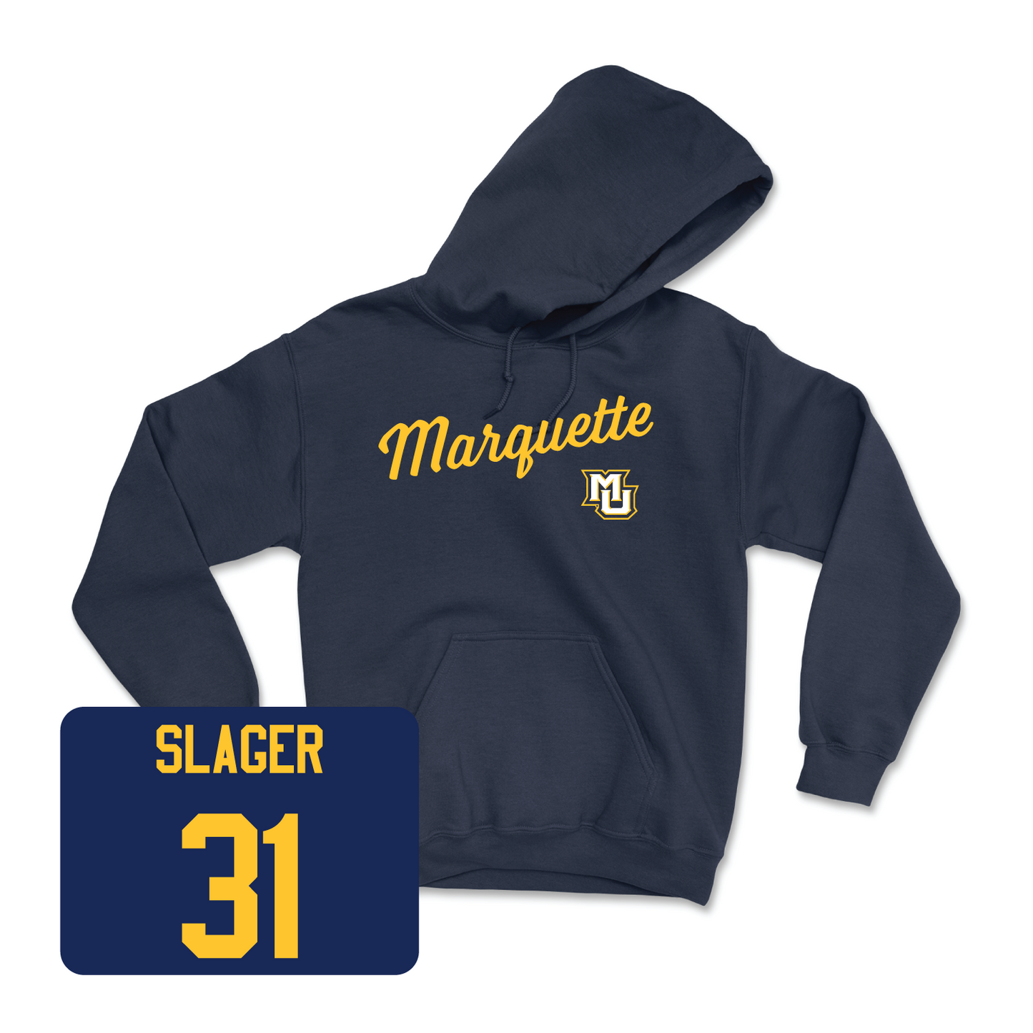 Navy Men's Lacrosse Script Hoodie Small / Adam Slager | #31