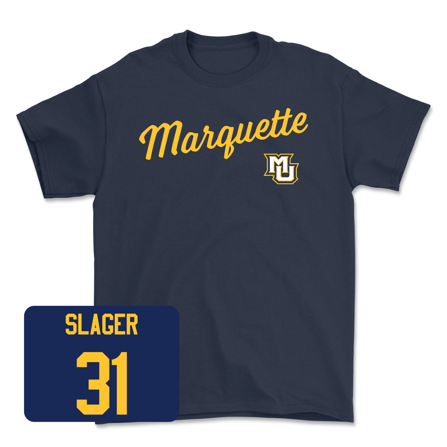 Navy Men's Lacrosse Script Tee - Adam Slager