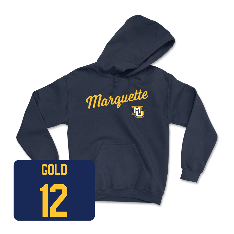 Navy Men's Basketball Script Hoodie - Ben Gold