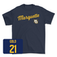 Navy Men's Basketball Script Tee - Ben Gold