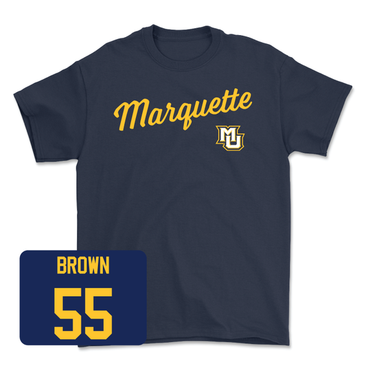 Navy Men's Basketball Script Tee - Cameron Brown