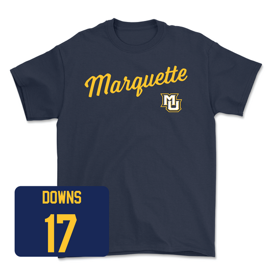 Navy Women's Soccer Script Tee Youth Small / Cate Downs | #17