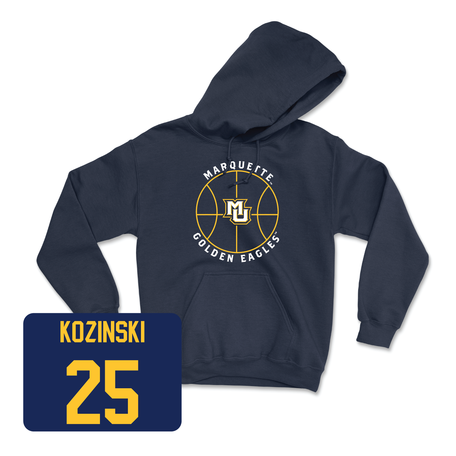 Navy Men's Basketball Hardwood Hoodie Medium / Caleb Kozinski | #25