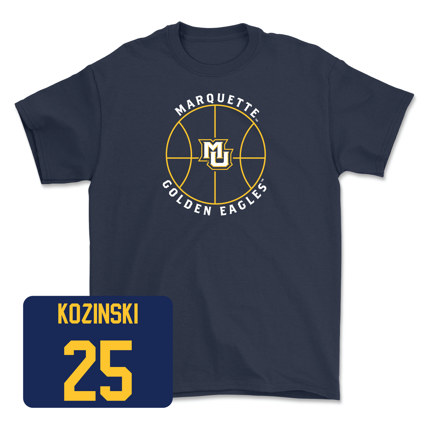 Navy Men's Basketball Hardwood Tee Small / Caleb Kozinski | #25