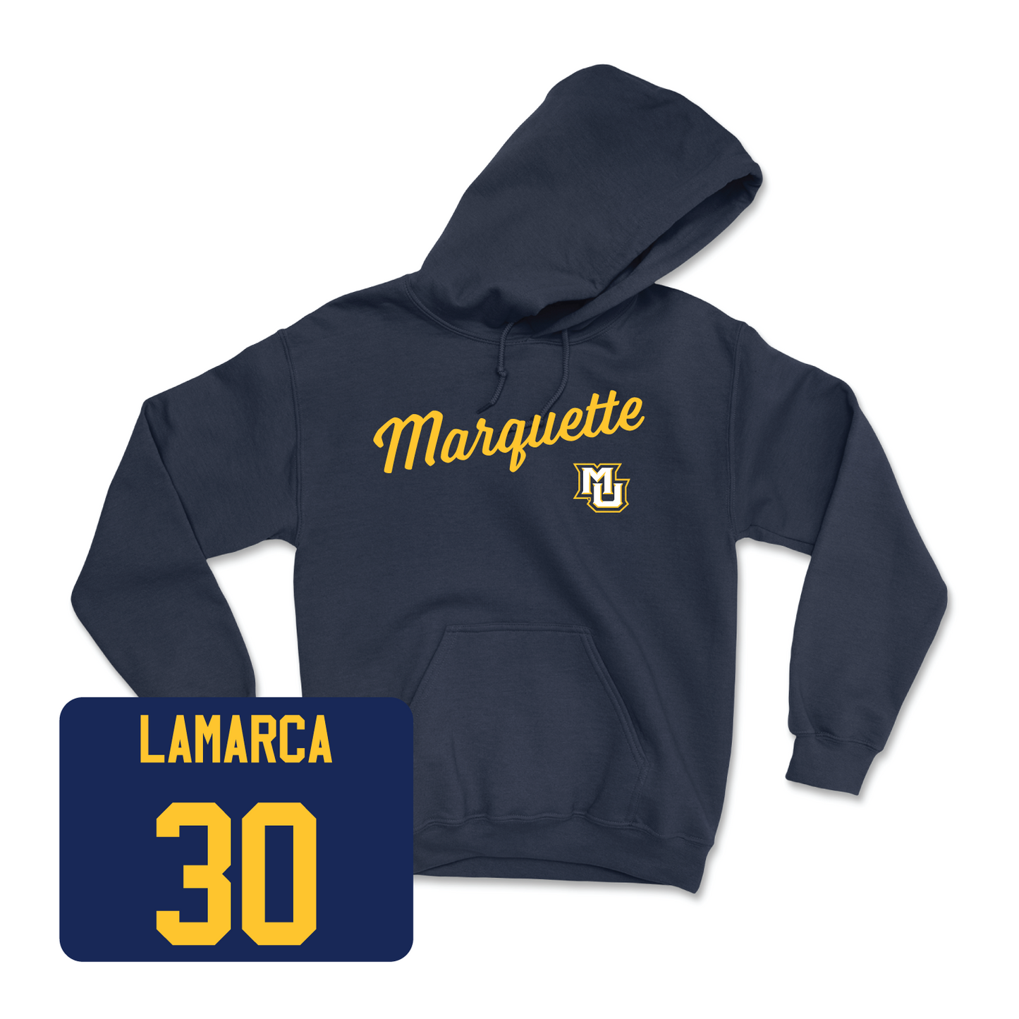 Navy Men's Lacrosse Script Hoodie Medium / David Lamarca | #30