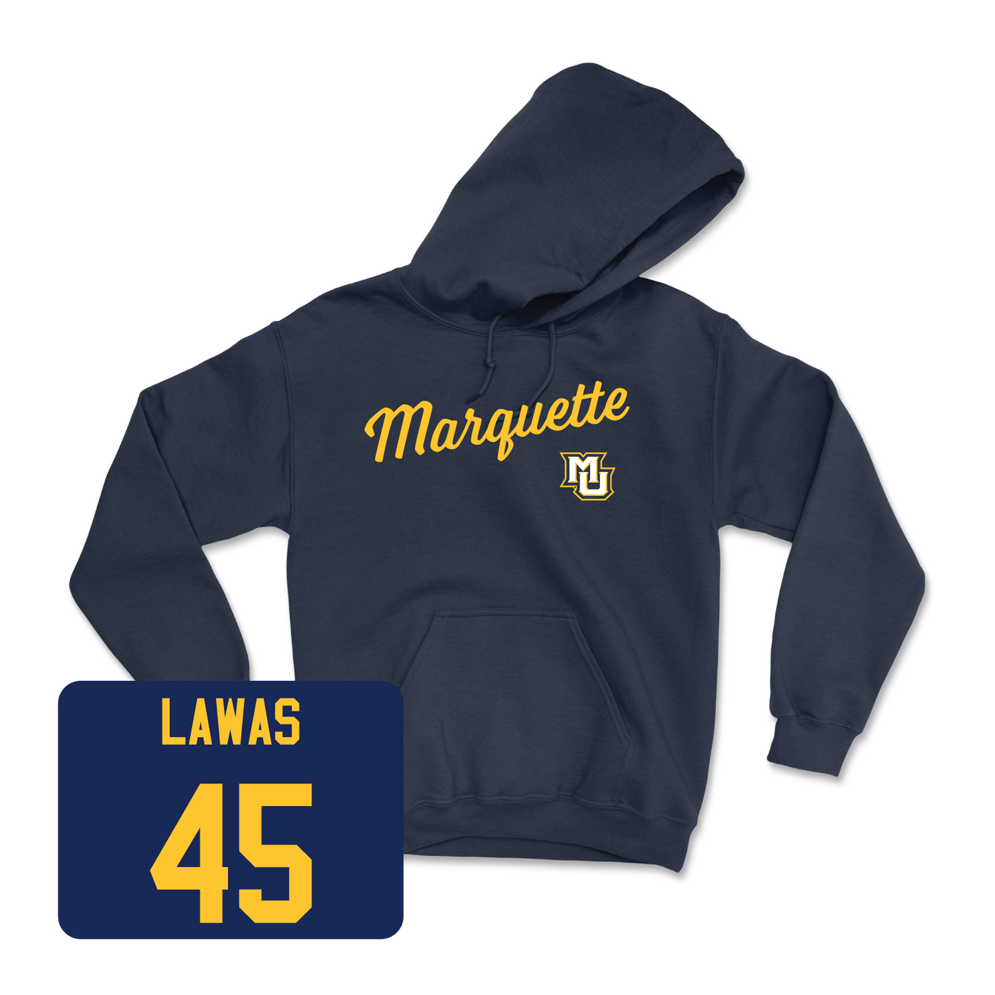 Navy Men's Lacrosse Script Hoodie 3 Small / Lucas Lawas | #45