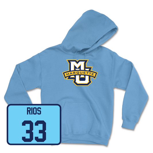 Championship Blue Men's Lacrosse Marquette Hoodie 3 Youth Small / Luke Rios | #33
