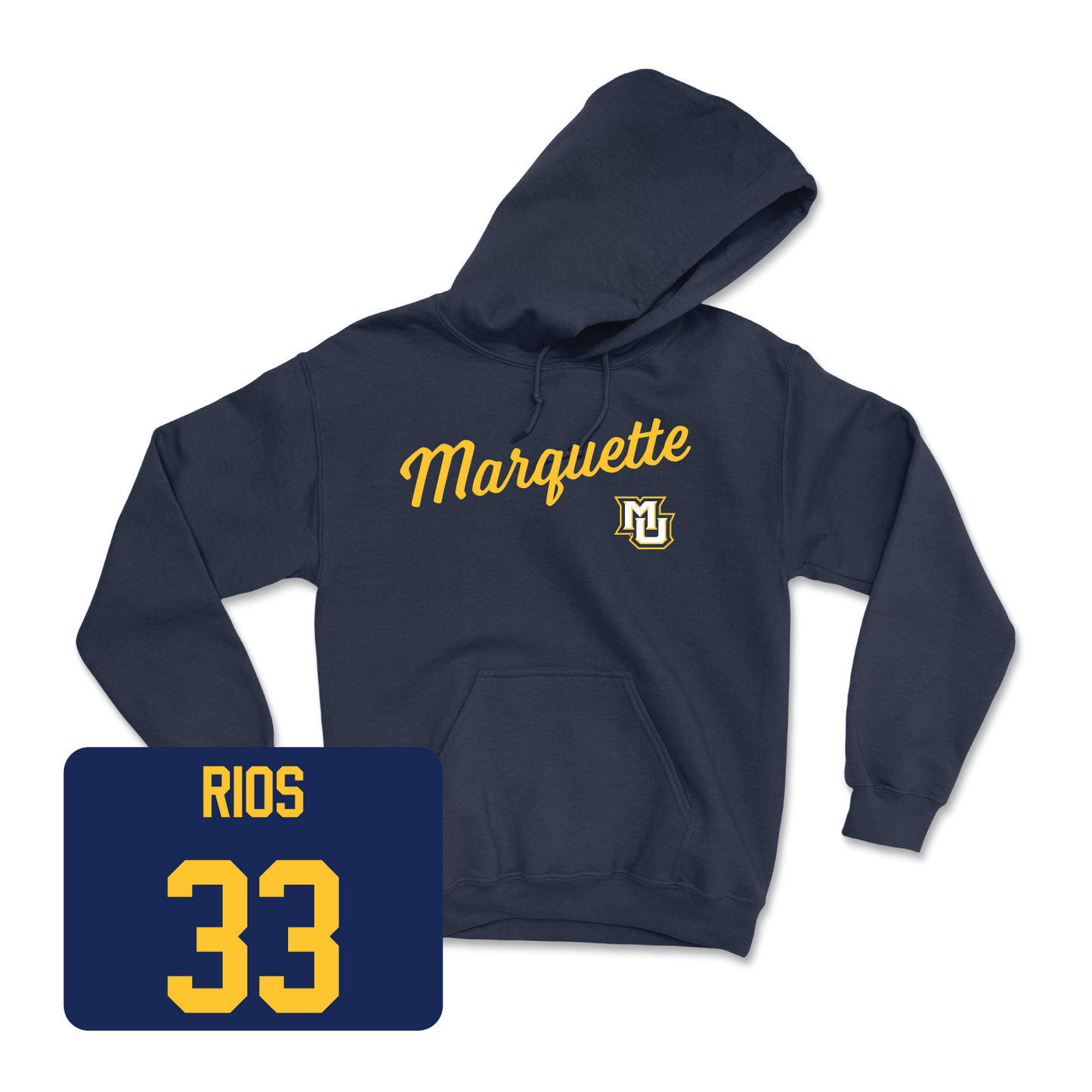 Navy Men's Lacrosse Script Hoodie 3 Small / Luke Rios | #33