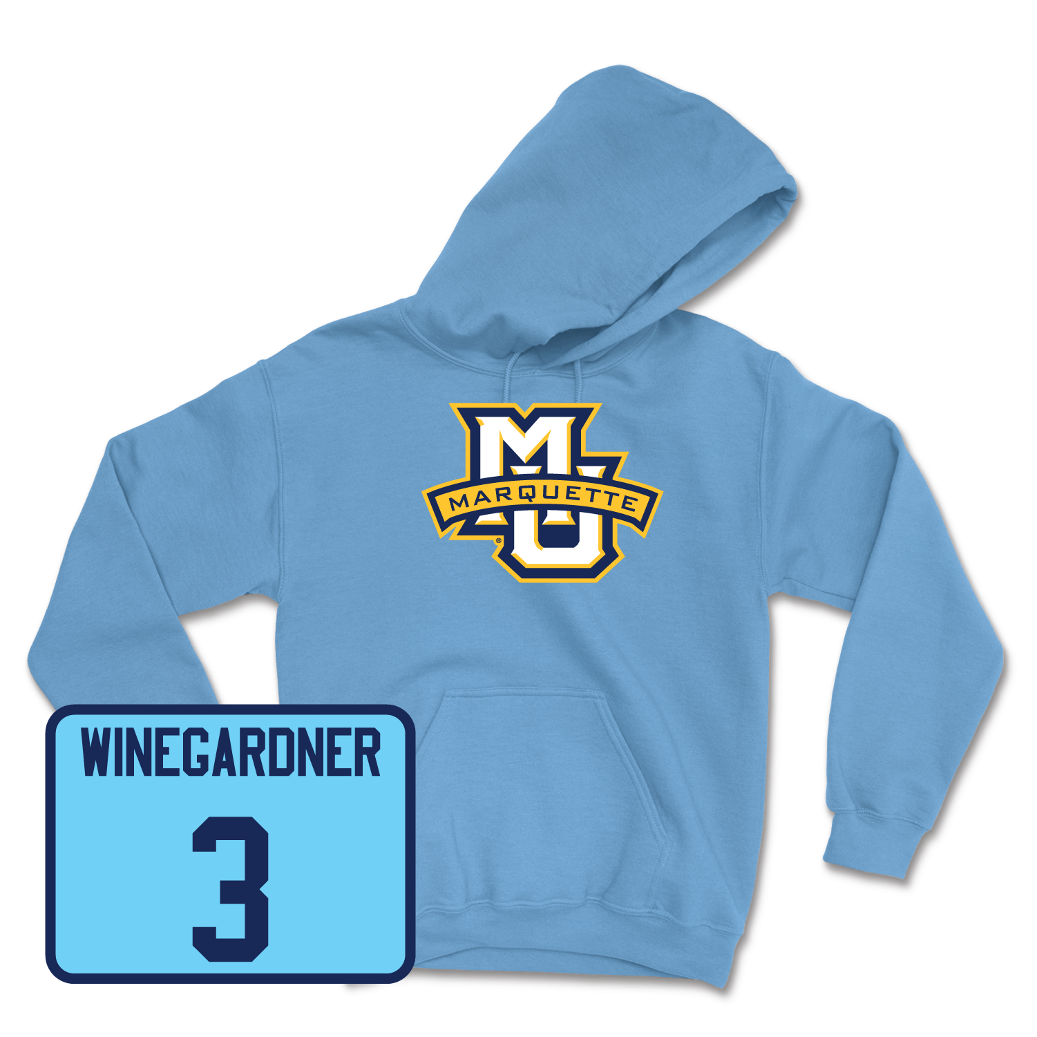 Championship Blue Men's Lacrosse Marquette Hoodie 3 Small / Matthew Winegardner | #3