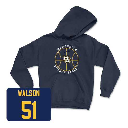 Navy Men's Basketball Hardwood Hoodie Youth Small / RJ Walson | #51