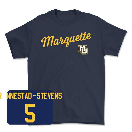 Navy Men's Soccer Script Tee - Tristan Rønnestad-Stevens-Stevens