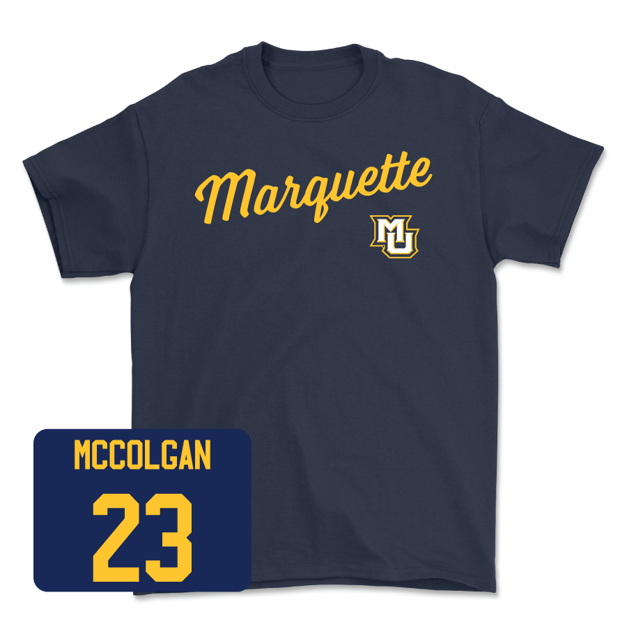 Navy Men's Lacrosse Script Tee - PJ McColgan