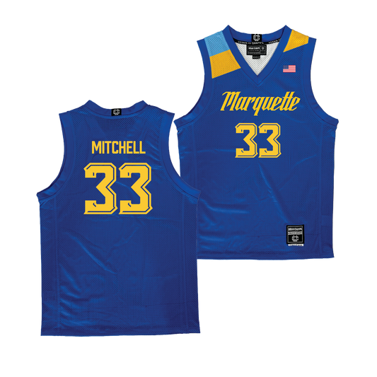 Navy Marquette Men's Basketball Blood Jersey - Stevie Mitchell | #33