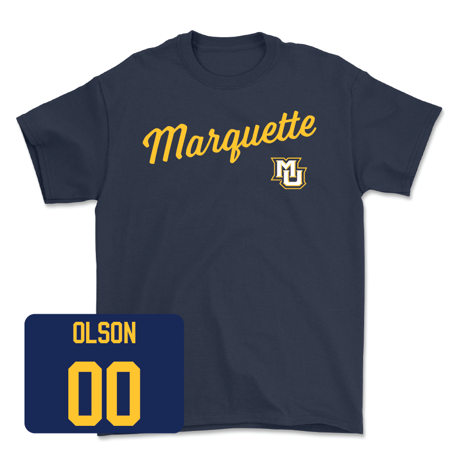 Navy Women's Soccer Script Tee - Chloe Olson