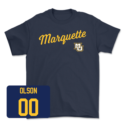 Navy Women's Soccer Script Tee - Chloe Olson