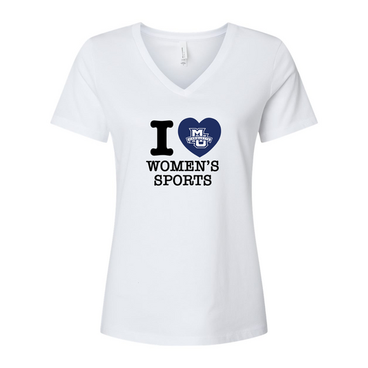 EXCLUSIVE RELEASE: I Love Women's Sport White V-Neck Tee