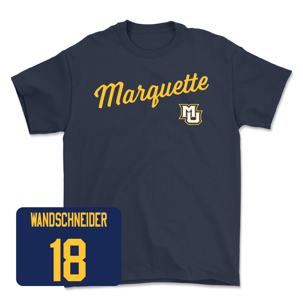 Navy Men's Soccer Script Tee  - Jack Wandschneider