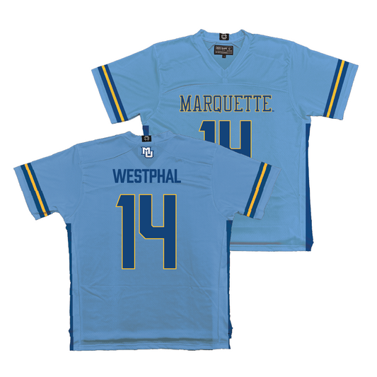 Championship Blue Marquette Men's Lacrosse Jersey - Beau Westphal