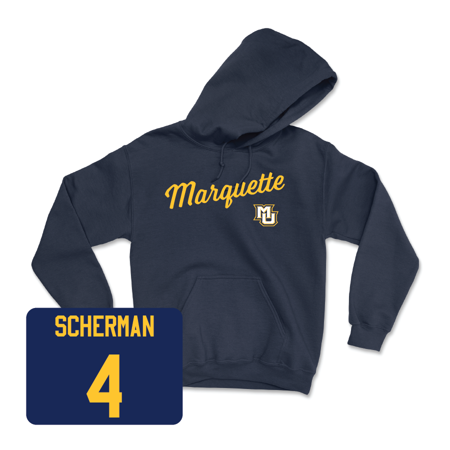 Navy Men's Lacrosse Script Hoodie  - Brol Scherman