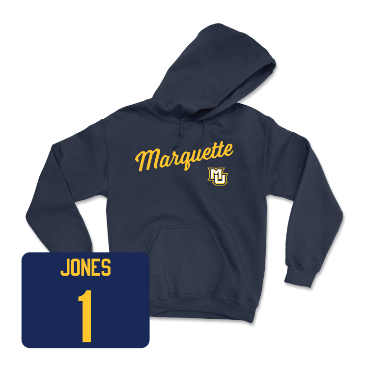 Navy Men's Basketball Script Hoodie - Kameron Jones